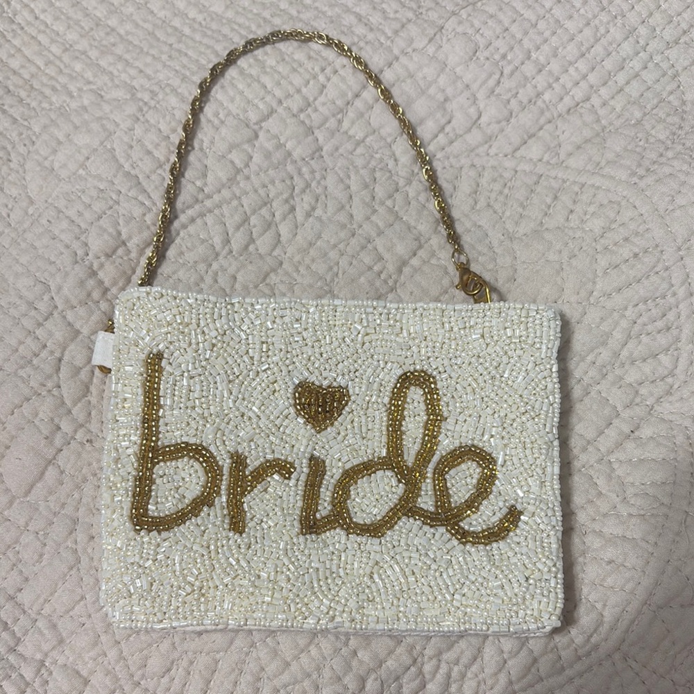 Gold and Cream Beaded Bride Bag